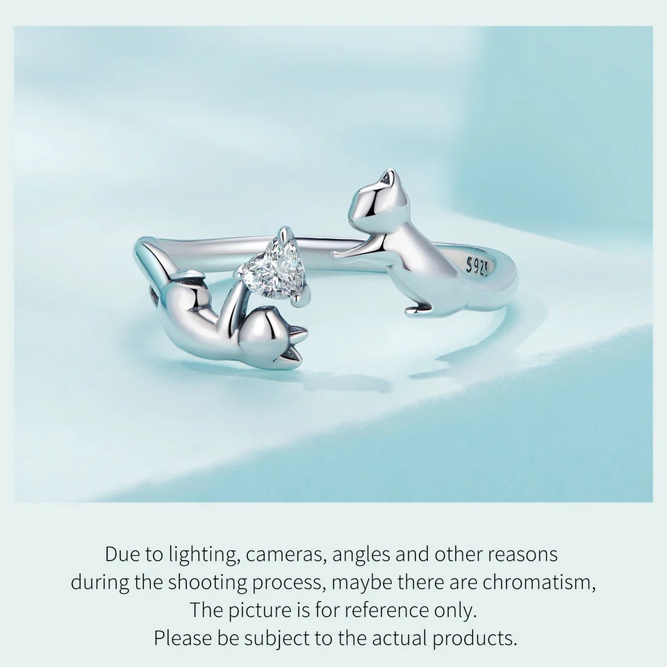 Sterling Silver Butterfly Tail Cat Adjustable Finger Rings for Girls - PeticaDeals