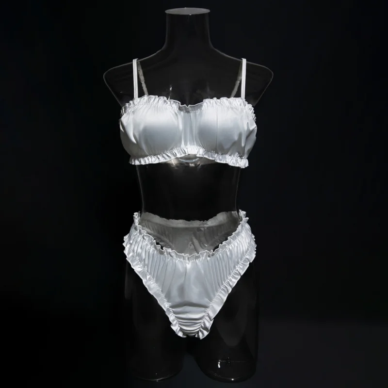 Minimalist Ruching Lingerie Set Sexy Solid Color Bra Panty Comfortable Daily Wear Women's Underwear INS Style Elegant Bra Set_voghion.com
