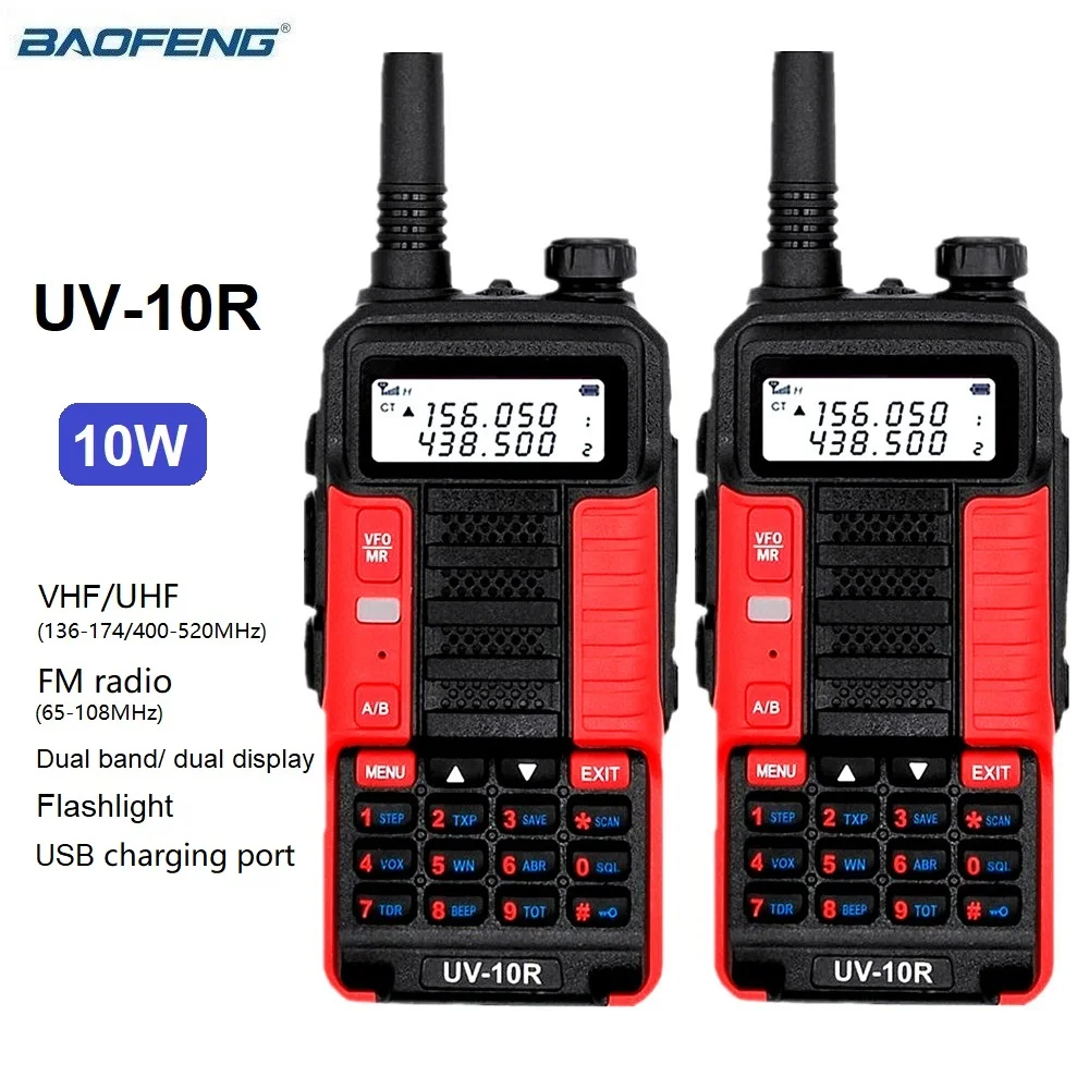 2 шт. мощная рация обновление uv5r Baofeng uv 10r 10 Вт любительский радиосканер hf трансивер vhf uhf Ham радиостанция dongke uv 8f мощная рация 10 км cb радиостанция yaesu sq трансивер vhf переносная dmr radio comunicador