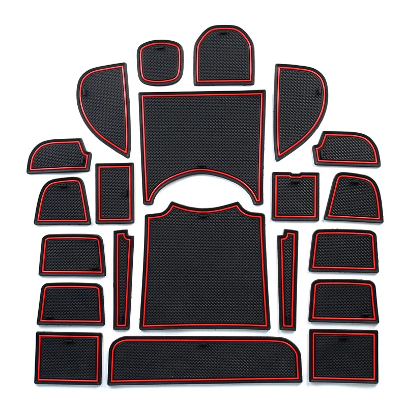 

21 Pcs Car rubber anti-slip mat coaster Door Slot Mat Set For Honda HR-V 2013 2014 2015 2016 2017 2018 accessories