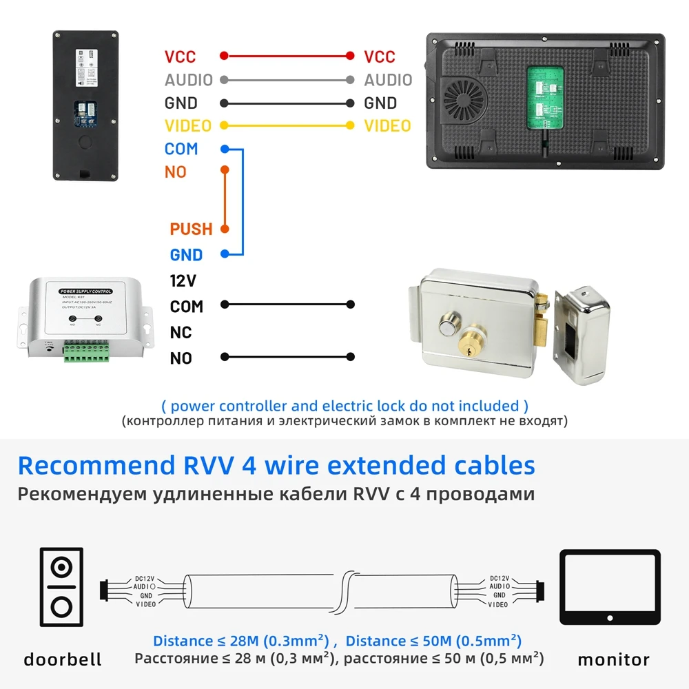 Wired Video Intercom for Home Outdoor Door Phone with Screen 7 Inch Monitor Street Doorbell  RFID Call Panel Open Electric Lock