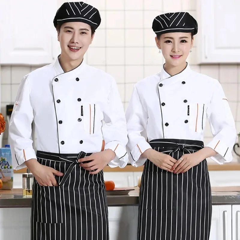 Pastry Chef Work Clothes Uniform Men Women Cotton Long-sleeved Autumn Winter