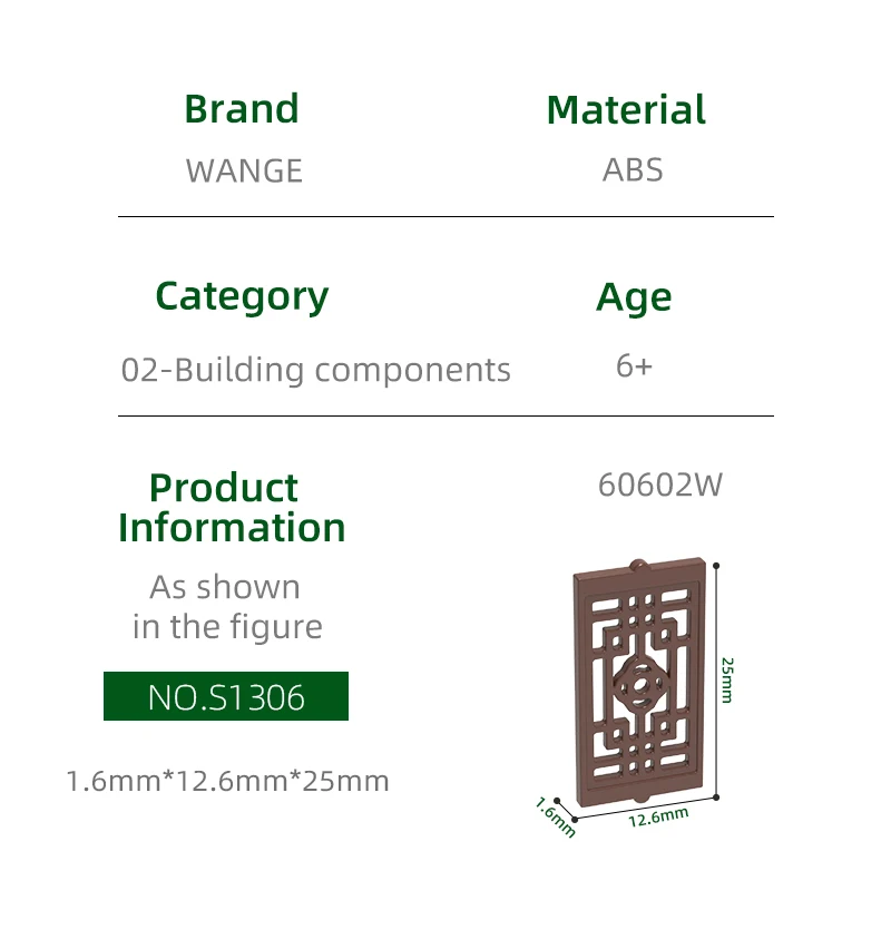 Wange334Pcs/lot 60602W 창 프레임 잎 블록 Moc 컬러 액세서리 벽돌과 호환 DIY 어린이 장난감 조립 부품