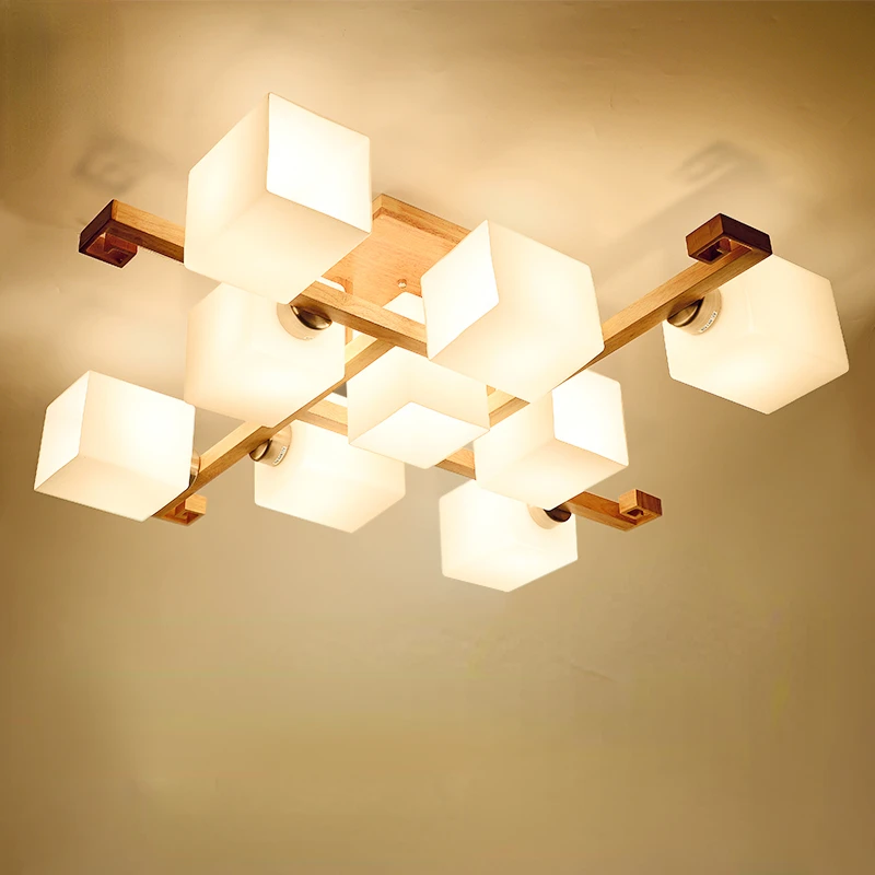 

Living room lamp Nordic ceiling lamp solid wood bedroom lamp dining room lamp study log Japanese tatami new Chinese lamp