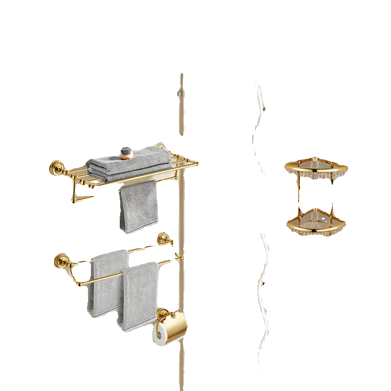 Gold Twist French Toilet Pendant Set Vintage Bathroom Towel Rack