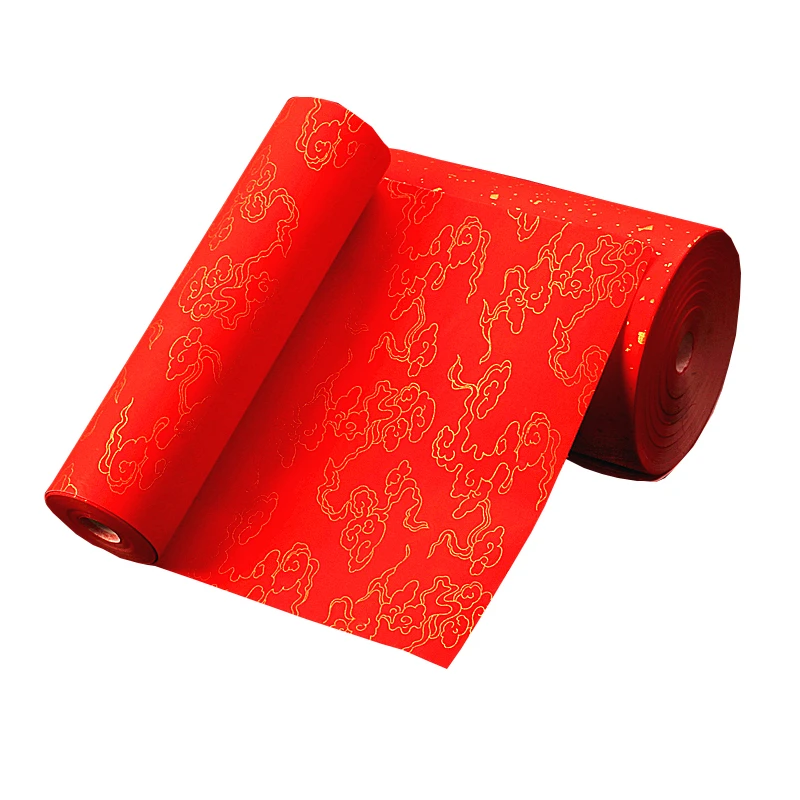 Chinese Red Rice Paper Spring Festival Couplet Xuan Paper New Year Auspicious Clouds Red Paper Calligraphy Brush Pen Papel China