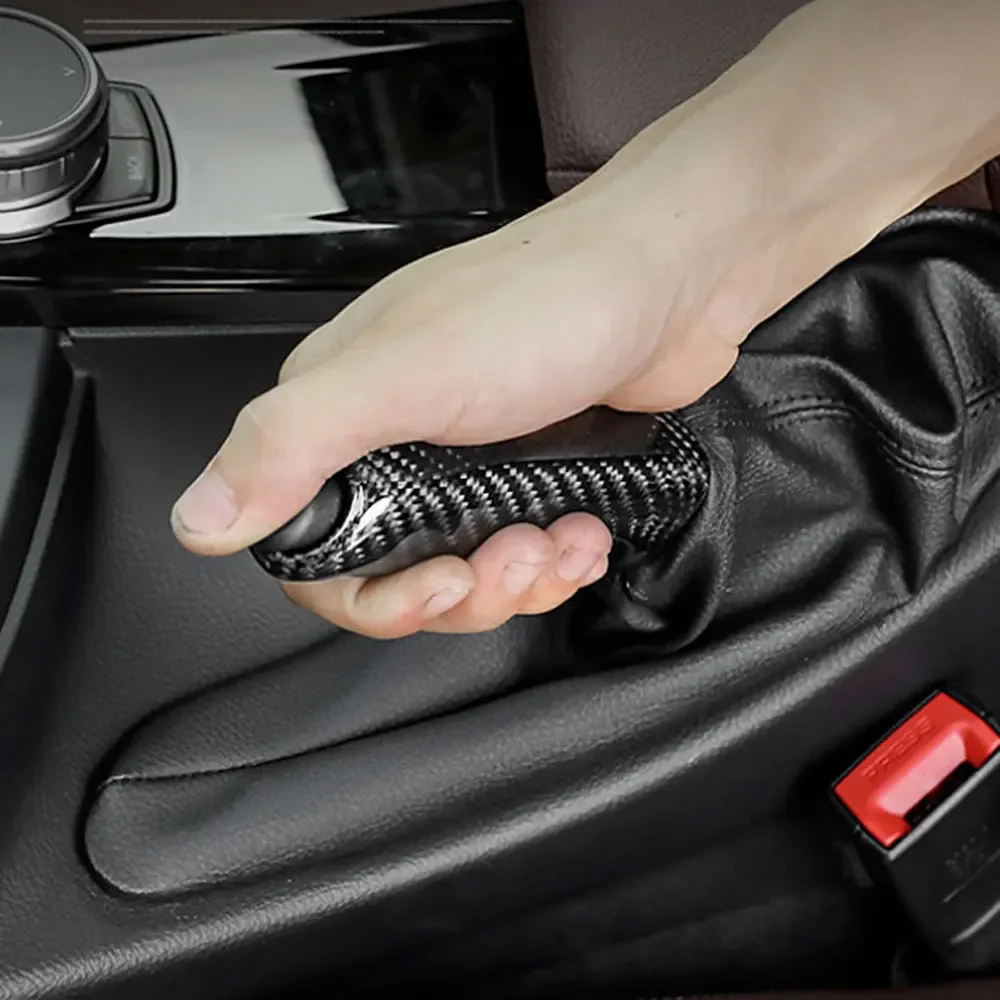 Hand Brake Cover For BMW E46 E90 E92 E60 E39 F30 F34 F10 F20 Accessories Universal Carbon Fiber Pattern Car Handbrake Grips Interior Trim