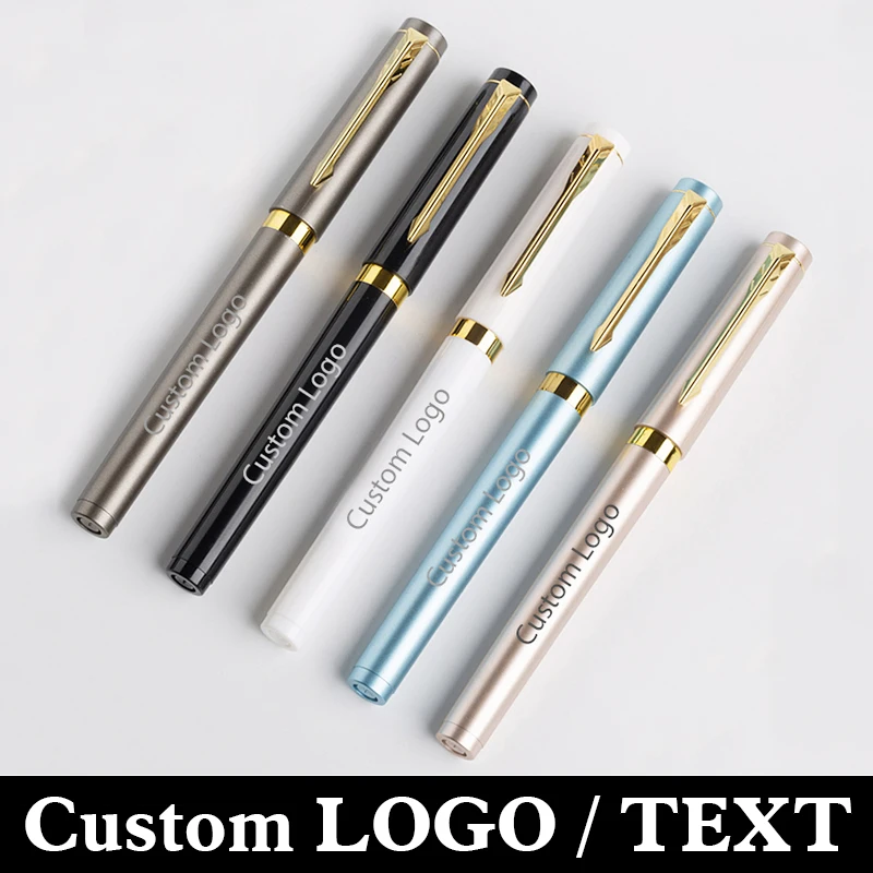 0.7mm Gel Pen Custom Logo High-grade Imitation Metal Signature Pen Plastic Advertising Pen School Supplies Lettering Engraved