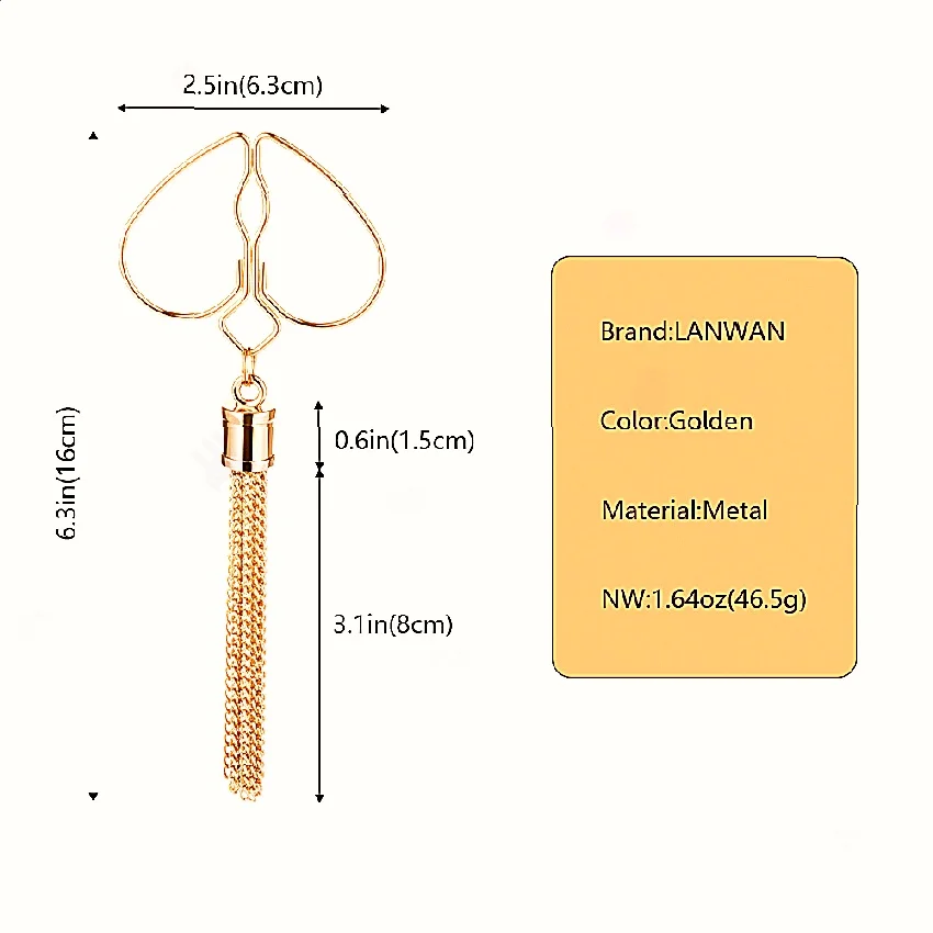 Golden Heart Peach Shaped Stainless Steel Nipple Clips With Pendant Tassels Create Flirty Non Piercing Jewelry For Women_voghion.com
