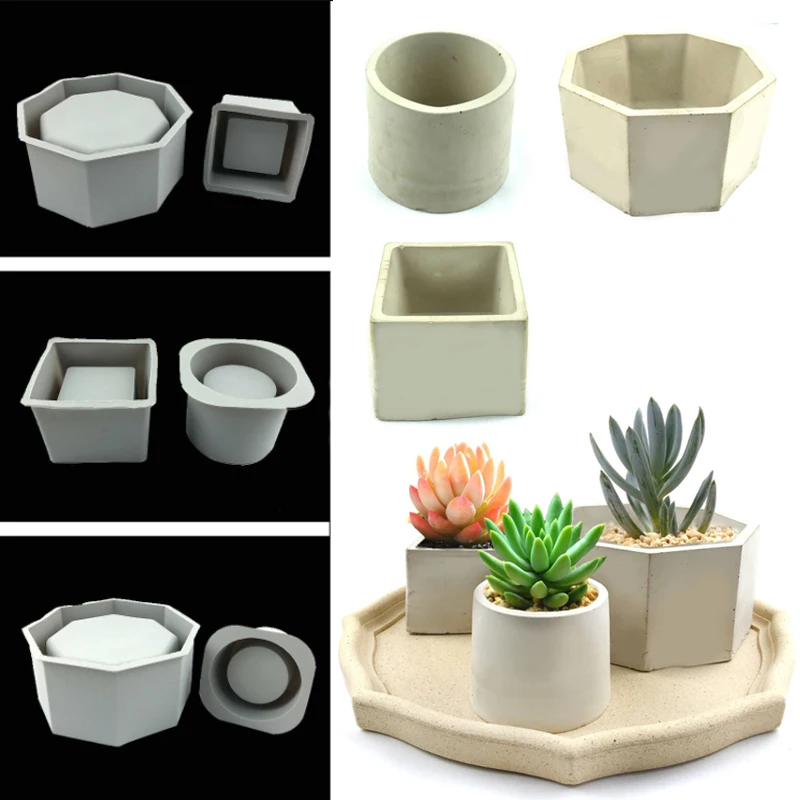 DIY Flower Pot/potting Box Silicone Mold Storage Box Round Hexagonal Flower Pot Polymer Clay Molds Garden Craft Tools