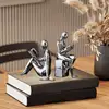 Heavy Book Ends For Shelves 2X Abstract Statue Design Book Stopper Anti-Slip Ceramic Books Storage For Bookcase Kitchen Cookbook 3