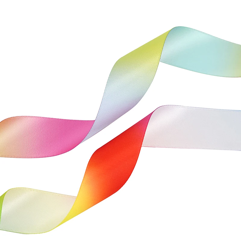 9mm-50mm Rainbow Gradient Double Face Printed Satin Ribbon for Gift Package Diy Decorative Ribbon Children's Hair Bows 100Yards