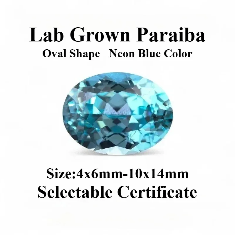 Laborgezüchteter Paraiba Ovaler Schliff Neonblauer Edelstein für DIY-Schmuckherstellung Einlage Ring Halskette Wählbar mit AGL-Zertifikat