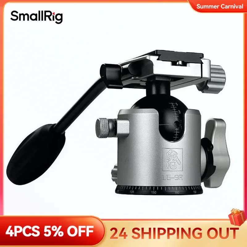 SmallRig Tripod Ball Head 360 ° Swivel Professional Low Center of Gravity Tripod Ball Head Mount  for DSLR Camera (LG-9R)