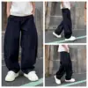 Popular Dark Blue Men's Denim Bloomers Wide Leg Y2k Pants New Spring Street Clothing 5