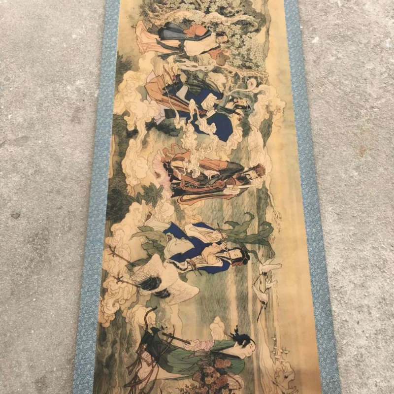 Antique Celebrity Calligraphy and Painting Hand Scroll Eight Immortals Shentong Picture Long Scroll Painting Panoramic Painting 2