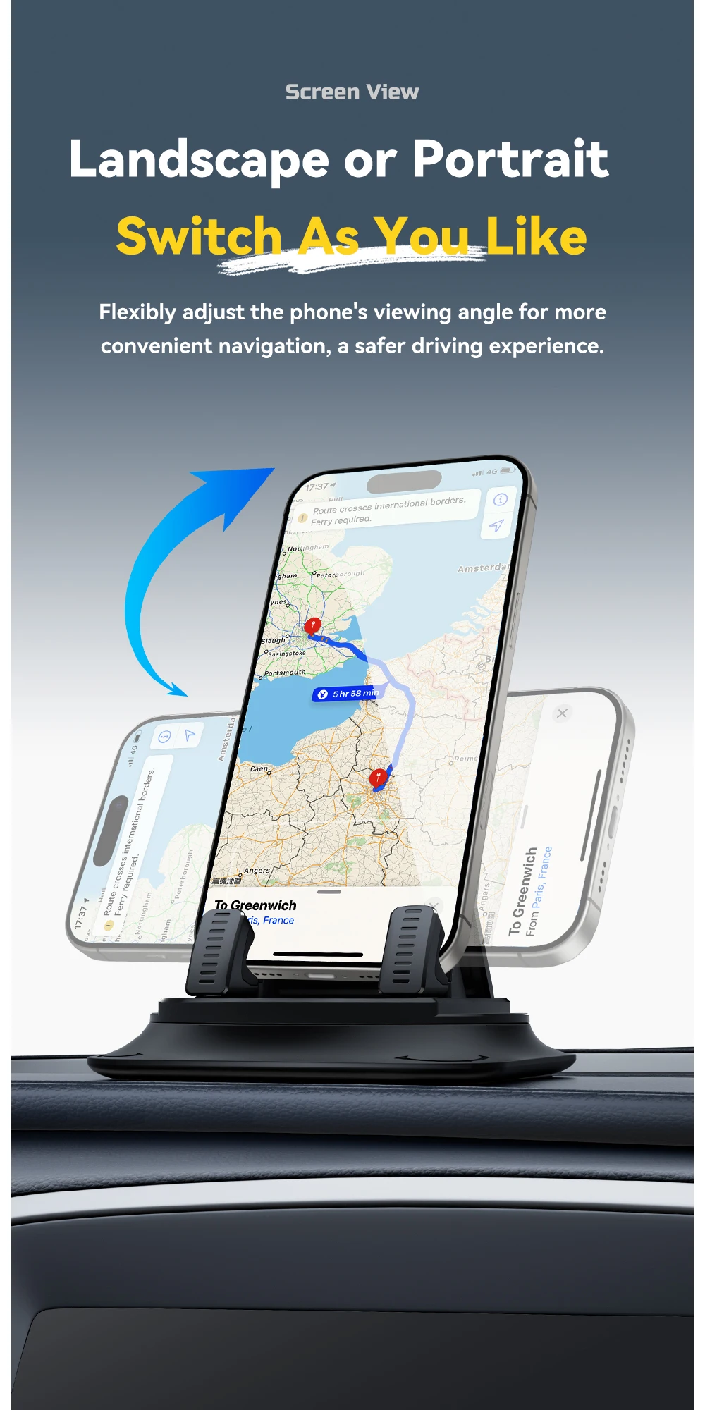 Essager Anti-slip Car Silicone Holder 360 Degree Car Dashboard Stand Cell Phone