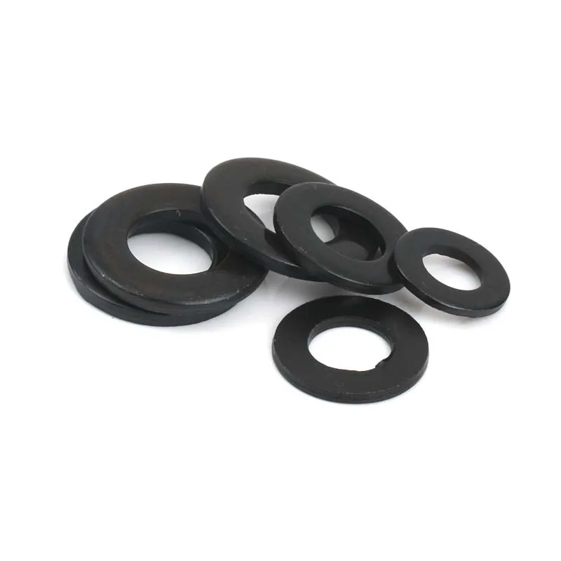 Black Plated Stainless Steel Flat Washers – Multiple Size Options Available