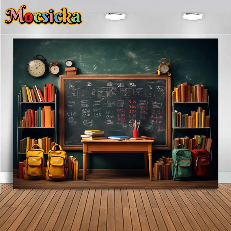 Blackboard Back To School Background For Photography Student Classroom Backpack Book Party Kid Graduation Backdrop Photo Studio