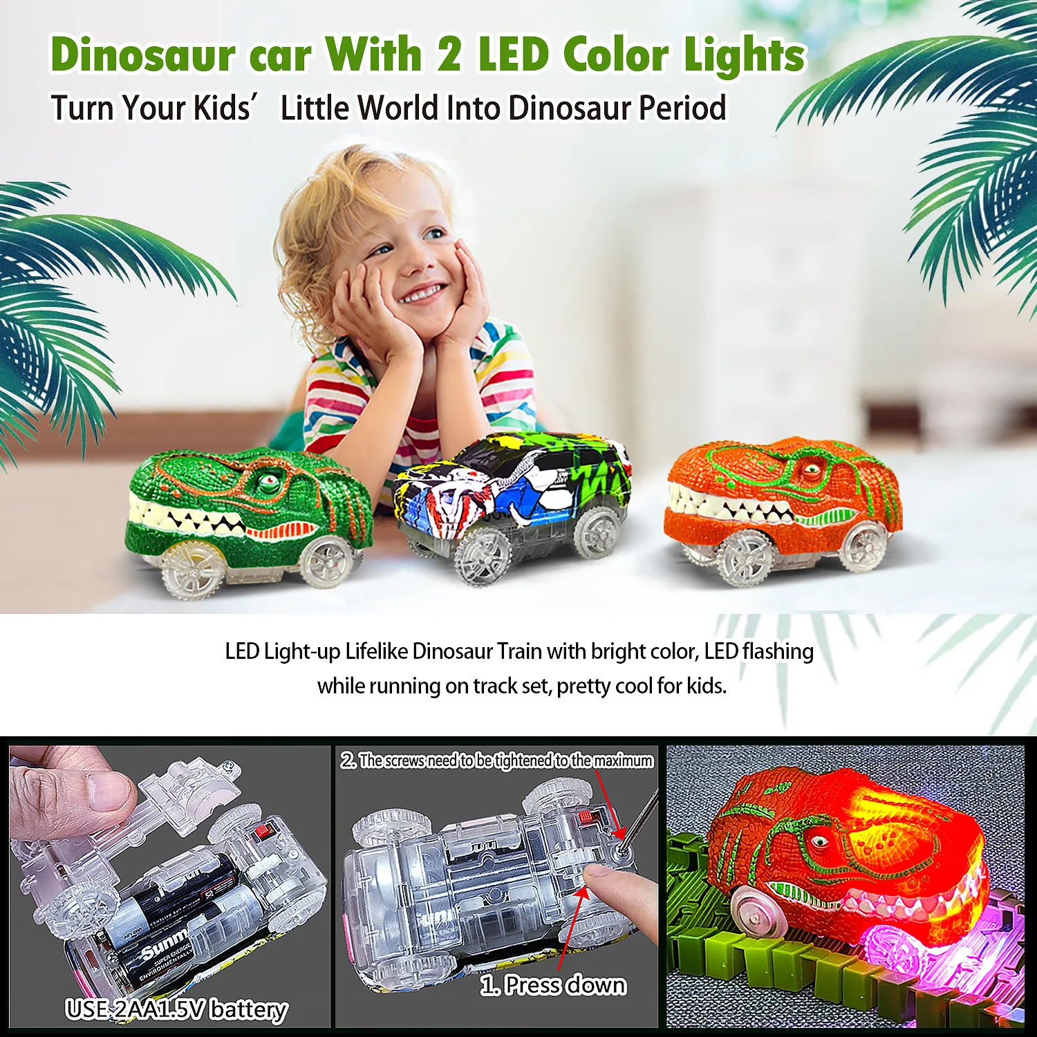 Dinosaur Toys for Kids Mist-spouting Volcano And Climbing Track Train Kit Toys for Boys/Girls Home schoolers Gift for Party Deco 6