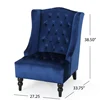 High-Back Velvet Club Chair Upholstered Wingback Chair Navy Blue 3