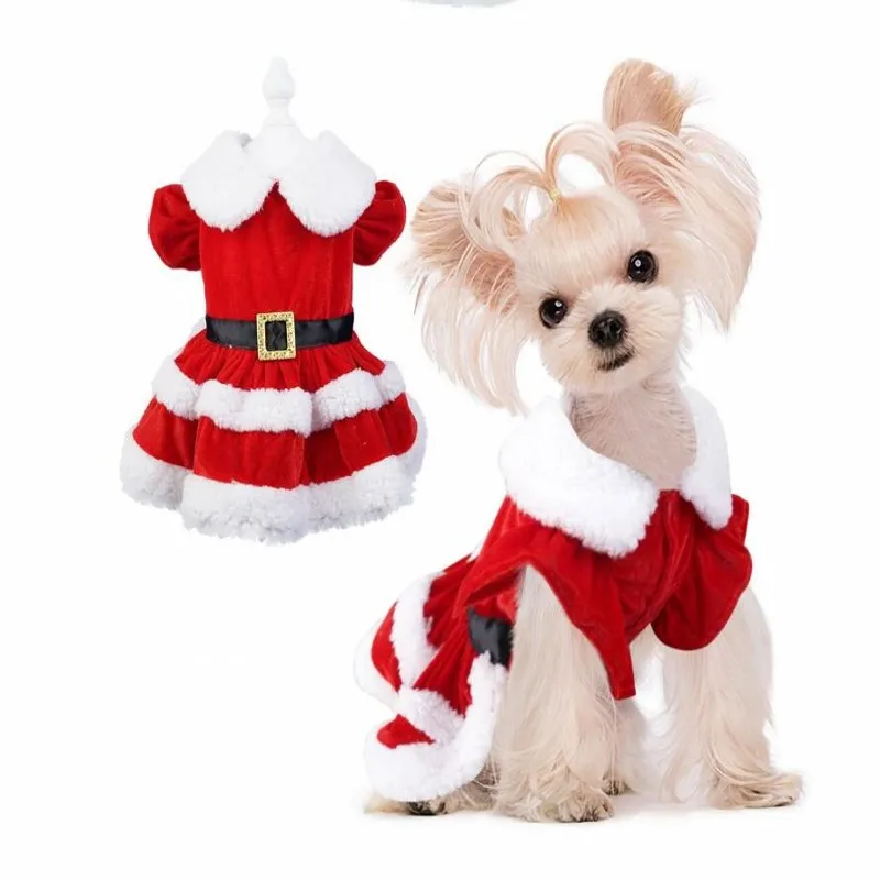 ChristmasDogDressesForSmallDogsClothesChristmasCosplayCatPetDogDressFancyPrincess