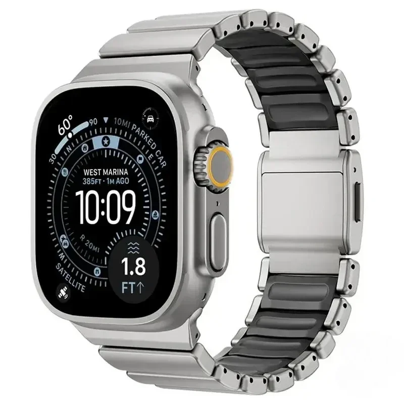 Magnetic Zinc Alloy & Silicone Watch Strap