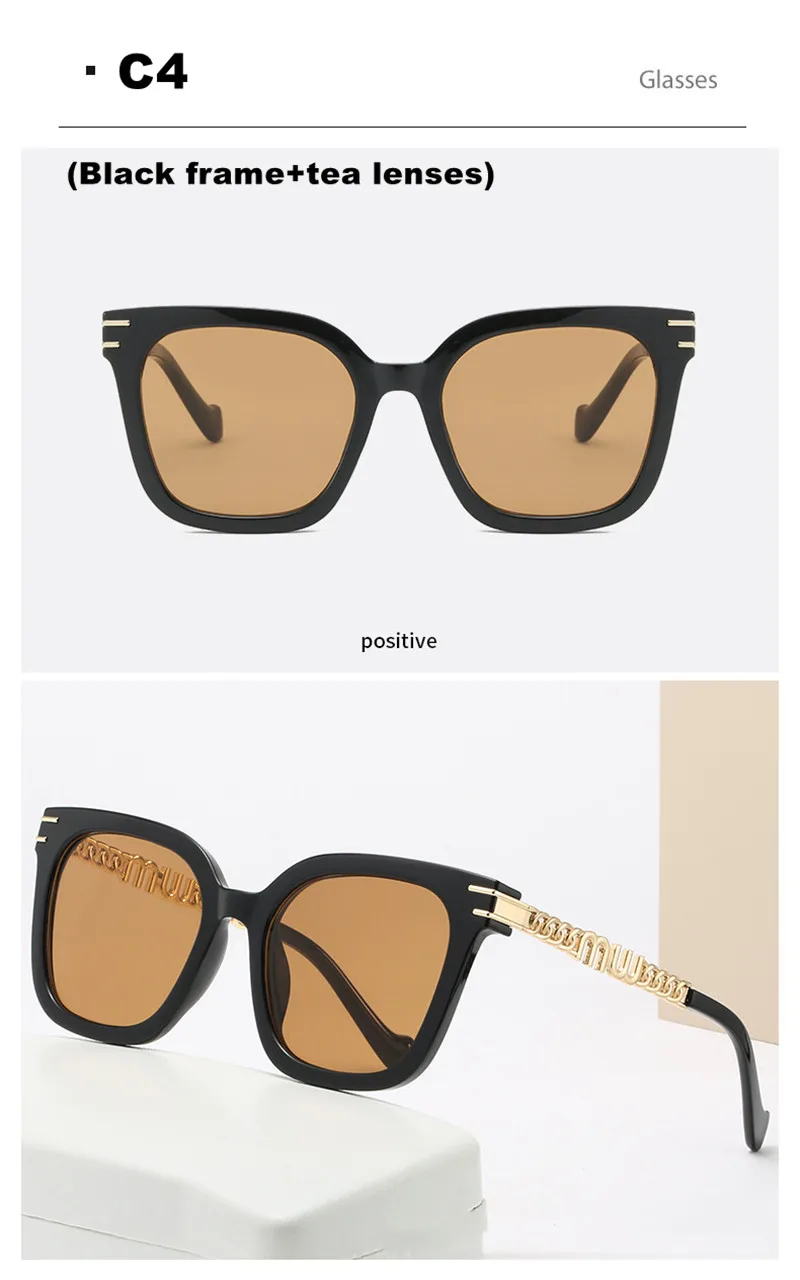 Neue Modische Quadratische Sonnenbrille für Damen Luxus-Sonnenbrille UV-Schutz Großer Rahmen Allzweck-Brille (DS-2324) – Detail 11