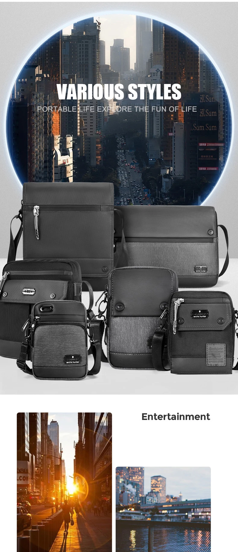 Arctic Hunter K00089 Anti-Theft Waterproof Crossbody Bag Sling Bag Chest Bag description image 2