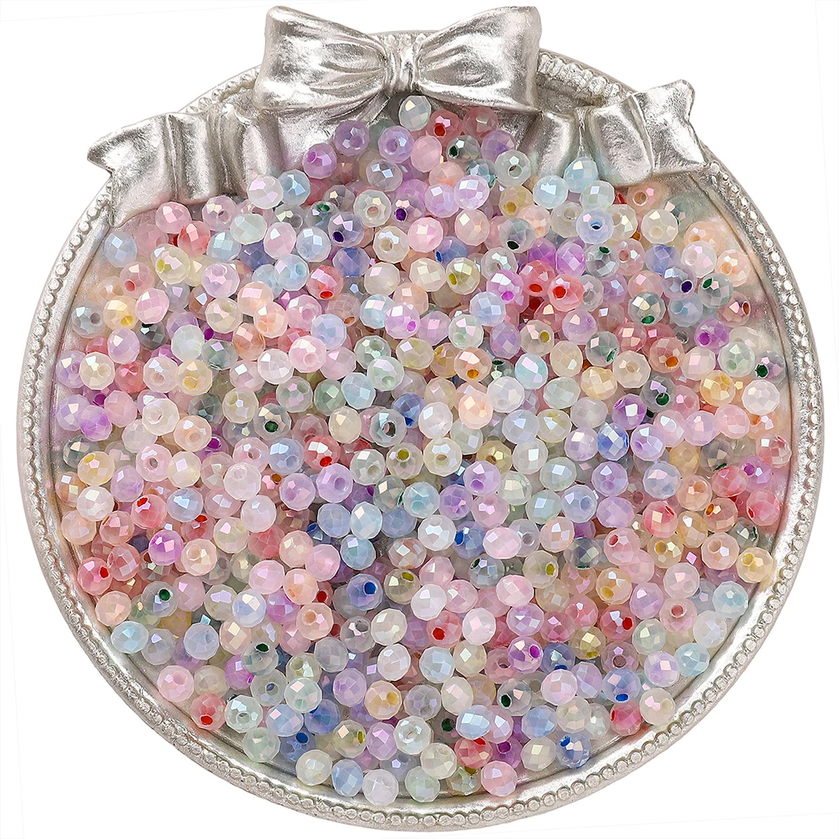 خرز أرز زجاجي أملس لون سحابة 4 مم فتحة 1 مم - صنع مجوهرات DIY (قلادة/سوار حرفي) 10غ/130قطعة كيس