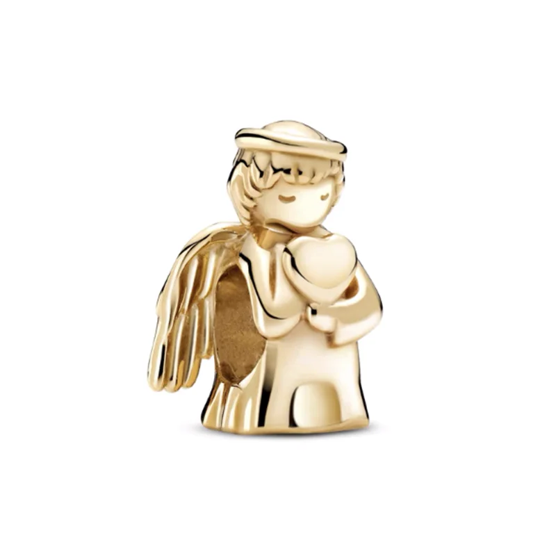 Hot Sale Cute Little Angel Embraces Heart Gemstone Charm Beads Fit Original European 925 Silver Bracelet DIY Women Jewelry Gifts 5