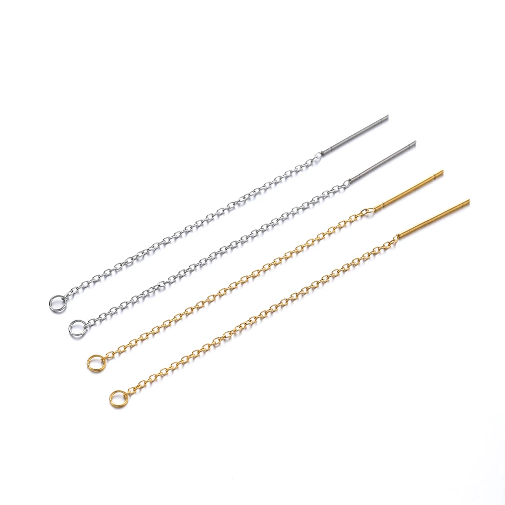 10Pcs 8/13cm Edelstahl Lange Quaste Kette Tropfen Ohrringe Ohr Linie Ohrring Kette Für DIY Schmuck, der Entdeckungen Zubehör – Detail 4