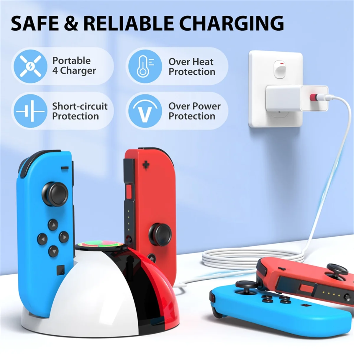 RISE For Switch Controller Charging Dock Base for Nintendo Switch Joyconand OLED Controller with USB-C Charging Cable