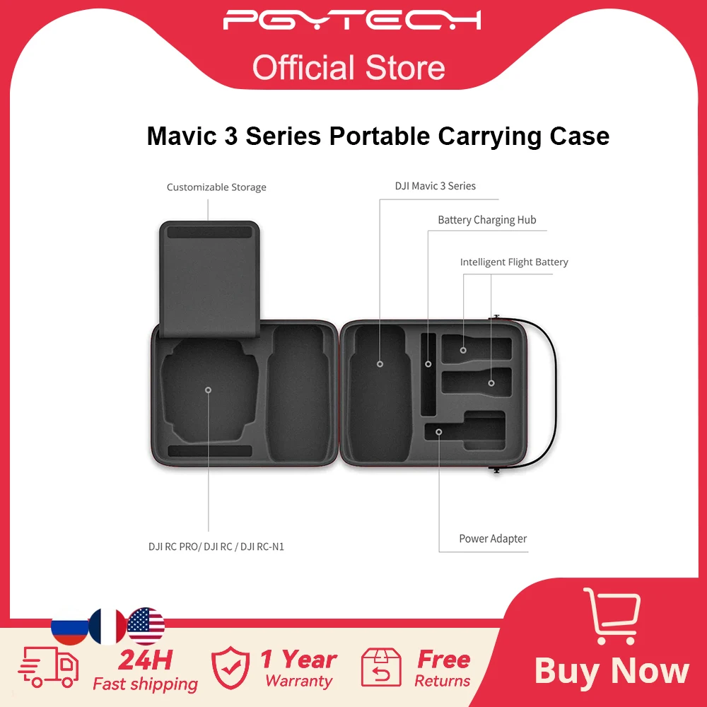 PGYTECH Sac de Transport pour DJI Mavic 3 Pro/Classic - Gris Clair
