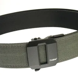 TUSHI Men's Tactical Nylon Belt with Metal Automatic Buckle - 150CM (Grey)