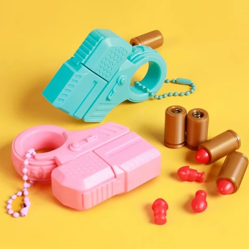 1 Set Fidget Spinner Ratchet Anxiety Stress Relief Toy Mini Gun Shell Ejected Can Launch Decompression EDC Finger Ring Pistol