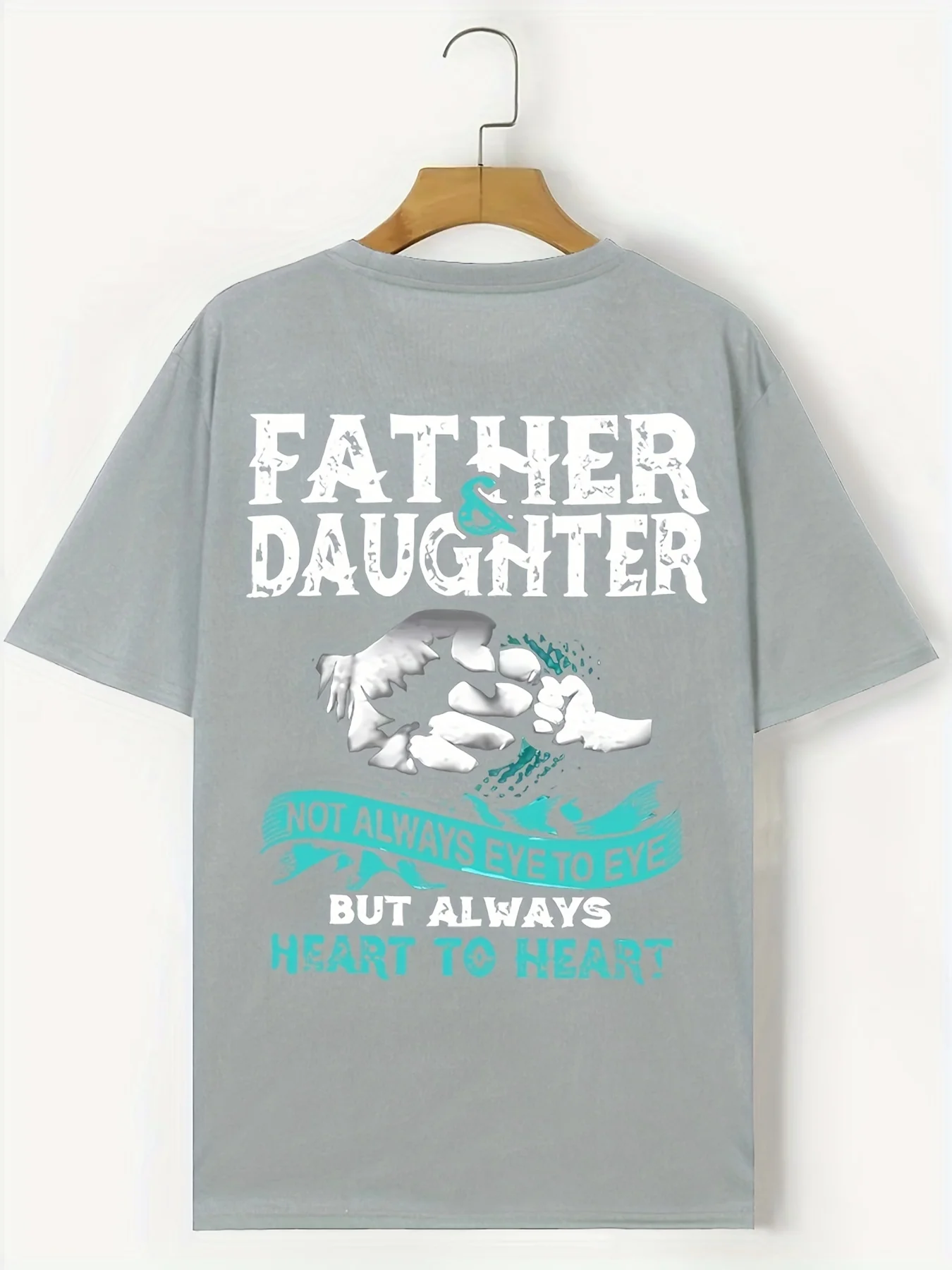 

'FATHER & DAUGHTER' Fist Round Neck Graphic T-shirts, Causal Tees, Short Sleeves Comfortable Tops, Men's Summer Clothing