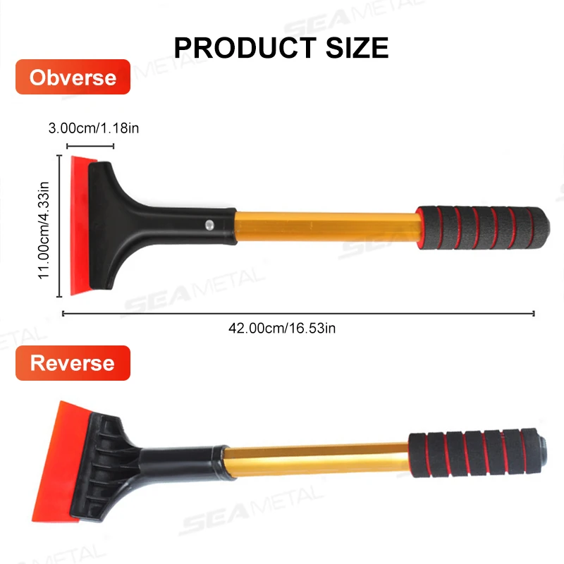 SEAMETAL Car Ice Scraper Windshield Snow Removal Shovel Extra-Long Scratch-Free Ice Breaker Snow Remover Winter Clean Brush