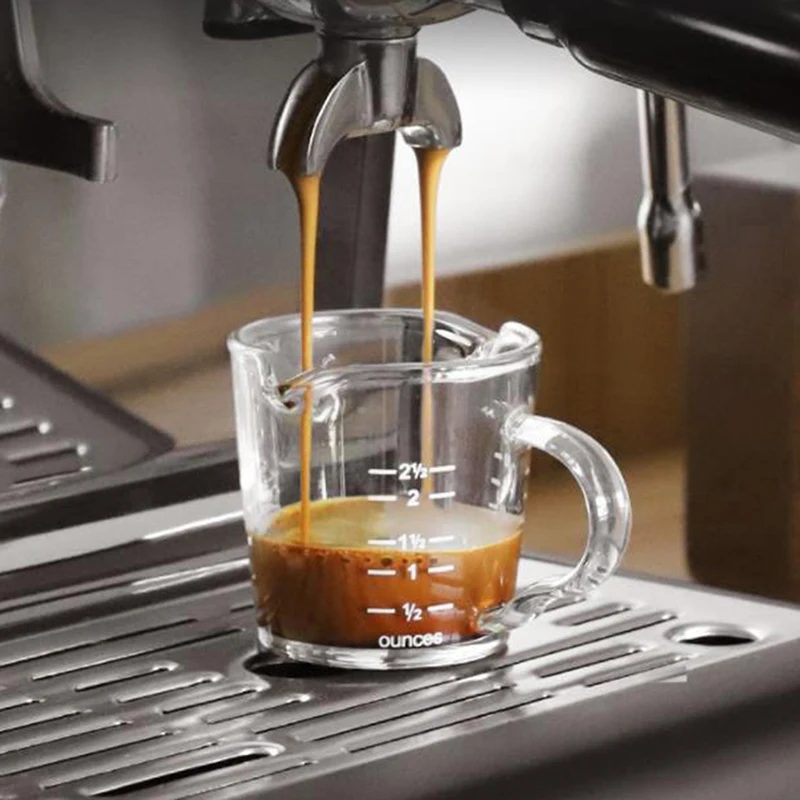 70ml/75ml/80ml/150ml Glass Espresso Measuring Cup Double/Single Mouth Milk Jug Coffee Supplies Clear Scale Kitchen Measure Mug
