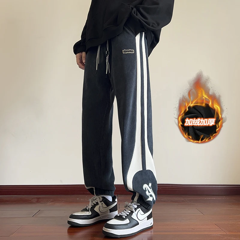 2024 Mens Winter Pants Trousers Jogging Casual Thickened Jogging Trousers Sweatpants