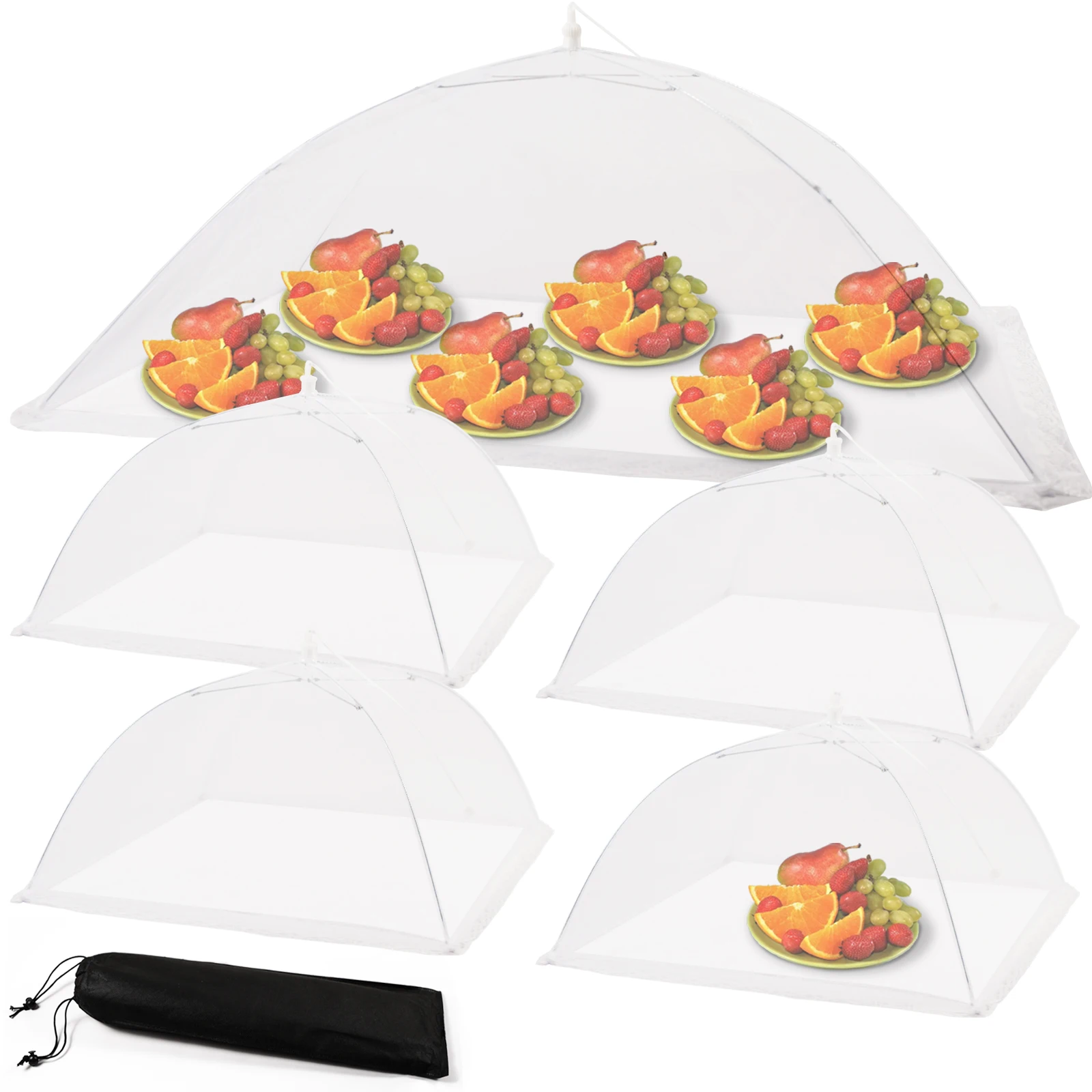 5Pack Food Cover Food Tent Pop-Up Mesh Covers Tents Reusable Collapsible Net For Outdoors Picnics Camping Party