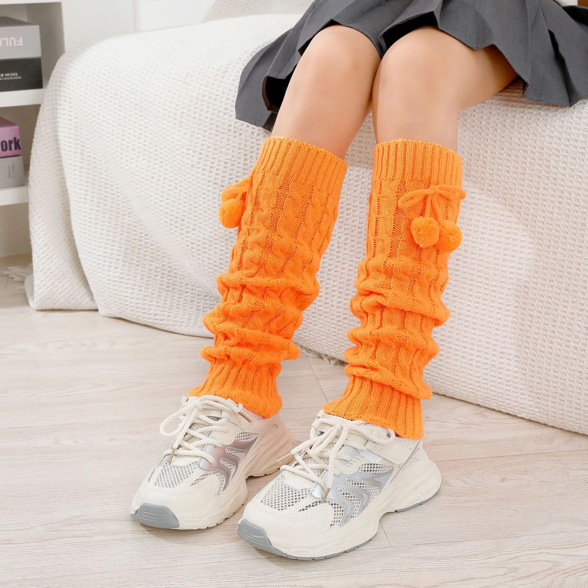 تدفئة الساق المحبوكة للخريف والشتاء للنساء والفتيات - 8 جوارب بأكمام بوم مجدولة، أغطية أحذية صوفية، غير قابلة للانزلاق ودافئة