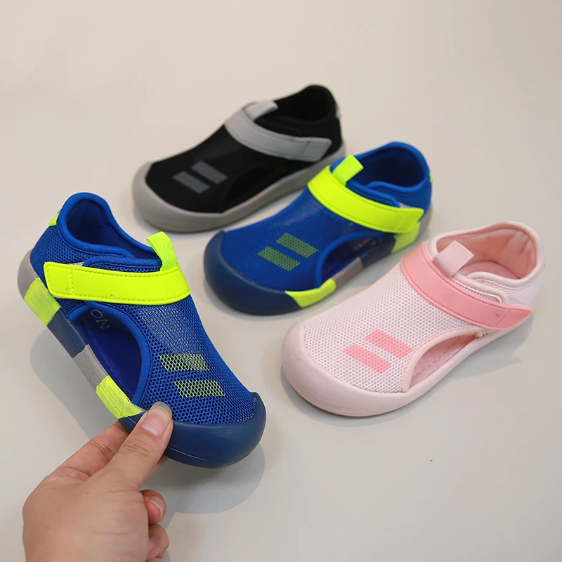 Baby Sports Sandals New Fashion Kids Shoes Girls Boys Pu Breathable Mesh Mix Color Anti-slip Beach Toddler Sandal Children Shoes