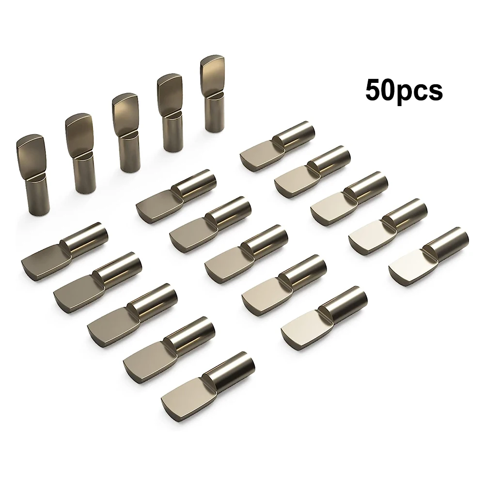 50pcs Shelf Support Pegs Cabinet Closet Laminate Pins Glass Nickel Plated Pins Fixing Bracket Shelf Bracket Furniture Hardware shelf support