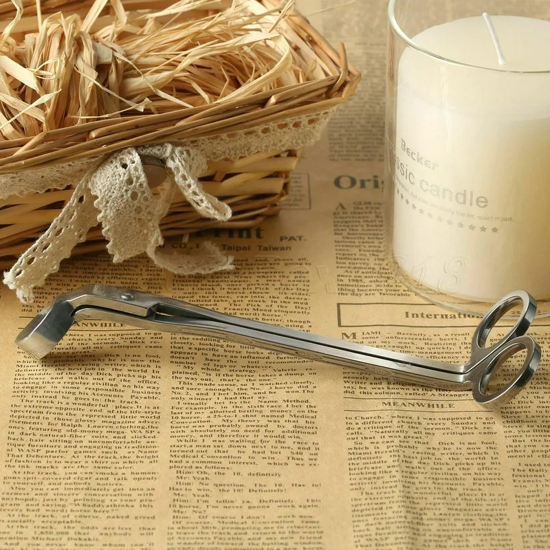17CM Stainless Steel Candle Wick Trimmer Oil Lamp Trim Scissor Cutter Snuffer Tool Hook Clipper Candle scissors candle wick trimmer