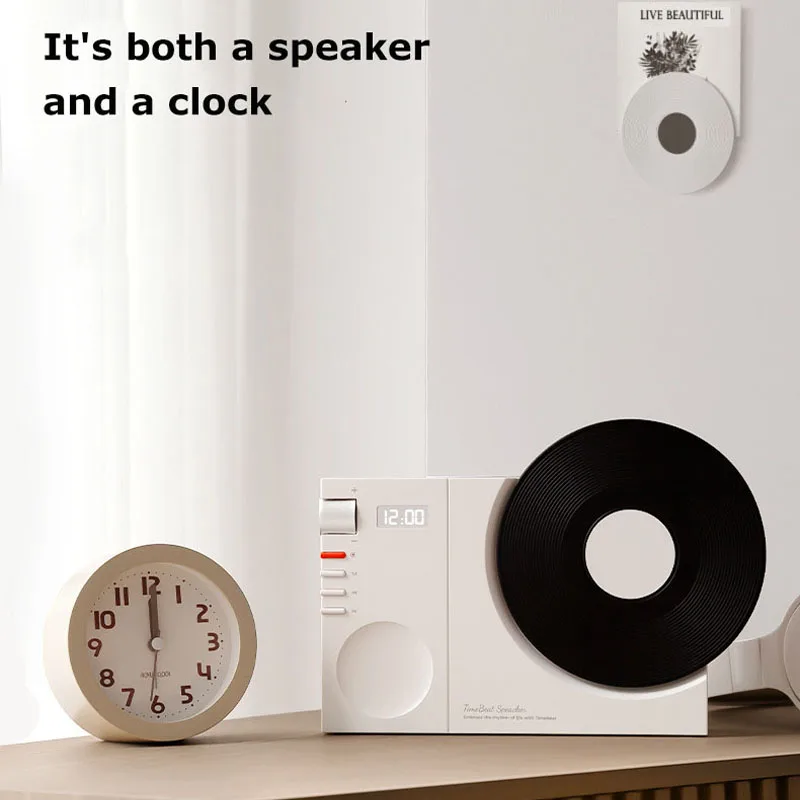 Mini Retro Bluetooth5.3 Speaker Wireless Hifi Sound Soundbar Vintage MP3 Music Box with Clock Display Support TF Card AUX Play