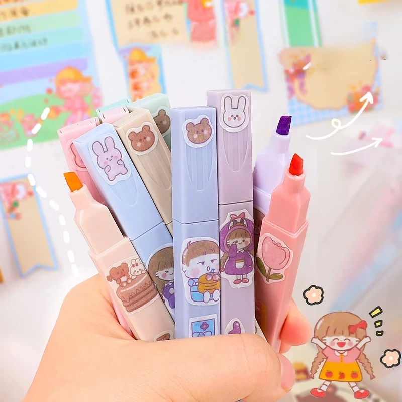 Highlighter Marker Highlighter Pen Marker Pen Korean Stationery Colored Markers Back To School Aesthetic Supplies