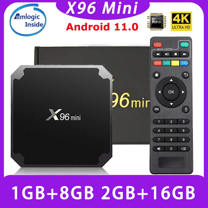 X96 Mini Android 11.0 Smart TV Box Amlogic S905W Quad Core 2GB+16GB Media Player 2.4G/5G Wifi X96mini 4K Set Top Box TV Receiver
