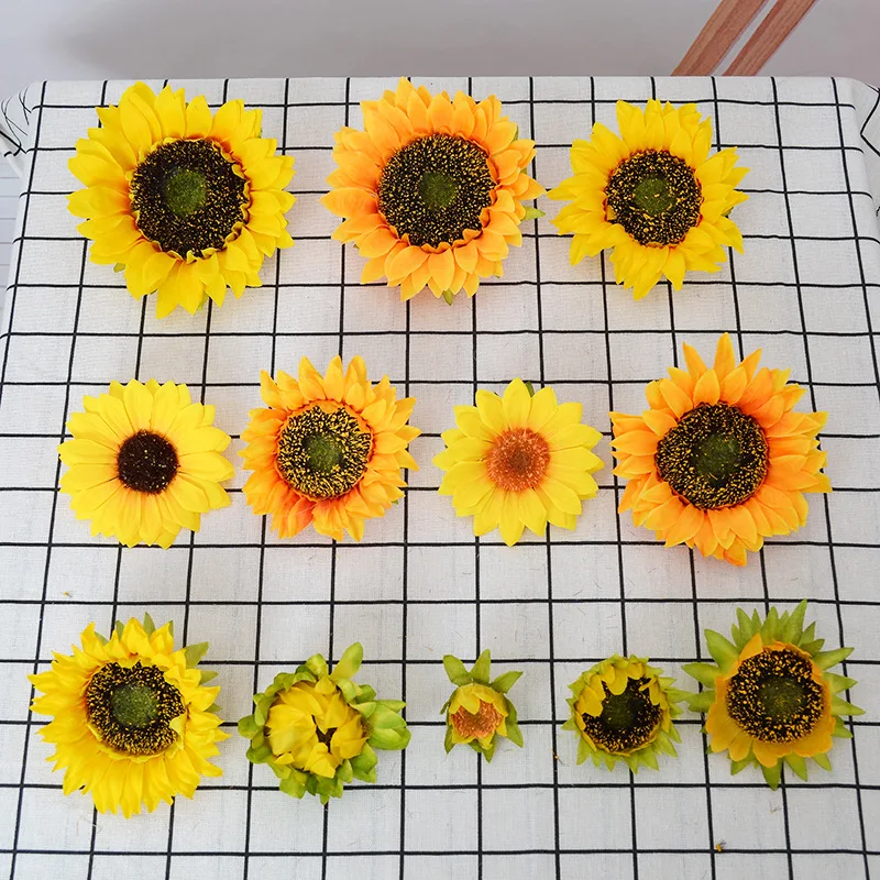 Sunflower Head Artificial Flower Decorations - Pack of 5/10/20 for Home and Window Décor