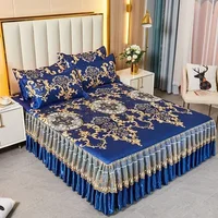 3Pcs Summer Bed Skirt Style Bedspread Lace European Style Three Piece Set Skirt Style Bed Cover Mattress Dust Protection Cover 1